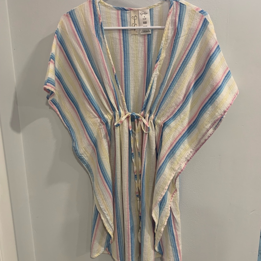 Jessica Simpson Blue and Pink Tie Front Swim Coverup - Picture 2 of 13